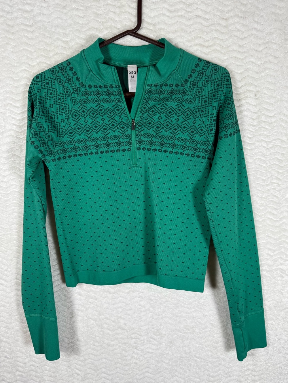 DSG Teal Green Half-Zip Fair Isle Sweater